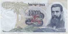 ISRAEL 100 lirot 1968 VF serie rosie filigran bust 3/4 spre dreapta P-37b foto