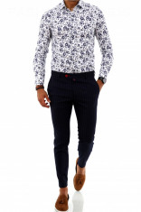 Camasa Premium bleumarin cu imprimeu floral - camasa barbati - slim fit - A2063 foto