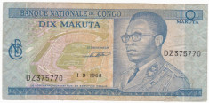 CONGO 10 makuta 1968 VG data mai rara Mobutu &amp;amp; Stadion P-9a foto