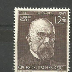 Germania (REICH)1943 - MEDICINA, ANIVERSARE ROBERT KOCH, timbru cu SARNIERA J40