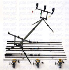 Kit Crap 3 lansete 3,6m SIRENA Carp 3 mulinete KT5000A 9 rulmenti rod pod full foto
