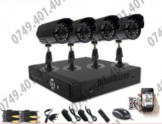 Kit supraveghere CCTV 4 Camere Interior&amp;amp;Exterior HD, 720p, Meniu lb. romana +... foto