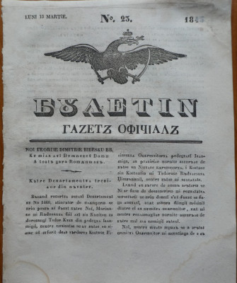 Ziarul Buletin , gazeta oficiala a Principatului Valahiei , nr. 23 , 1843 foto