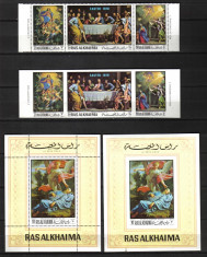 RAS AL KHAIMA JOC. PASTE 1970 MI.361-369 A+B +BLOCK 80 A+B MNH foto