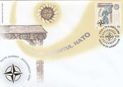 ROMANIA 2008 LP 1798 EVENIMENTE NATO SERIE FOLIO AUR FDC foto