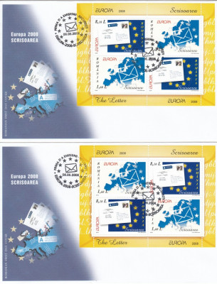 ROMANIA 2008 LP 1802 a EUROPA 2008 SCRISOAREA BLOC I SI BLOC II FDC foto