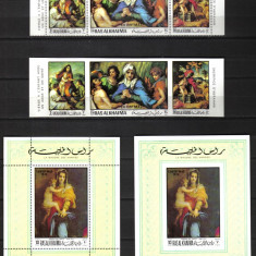 RAS AL KHAIMA JOC. CRACIUN 1970 MI.400-402 A+B +BLOCK 93 A+B MNH