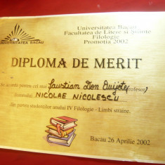 Diploma Universitara din Bacau - Facultatea de Litere si Stiinte 2002