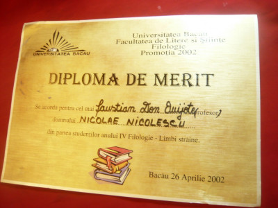 Diploma Universitara din Bacau - Facultatea de Litere si Stiinte 2002 foto