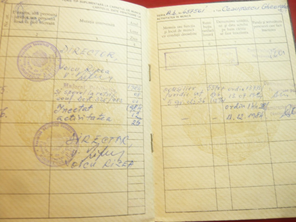 Carnet de Munca - incomplet- Ceausescu Gheorghe 1961 | Okazii.ro