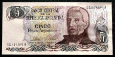 Argentina 5 Pesos 1983 - 1984 UNC necirculata ** foto