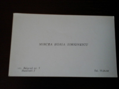 Carte de vizita Mircea Horia Simionescu, cu dedicatie foto