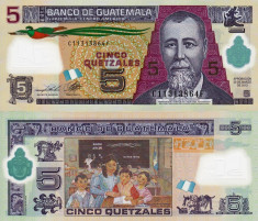 GUATEMALA 5 quetzales 2013 polymer UNC!!! foto