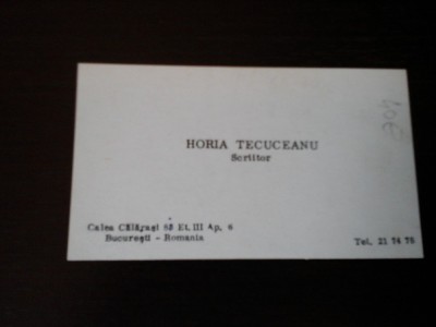 Carte de vizita Horia Tecuceanu, cu dedicatie foto