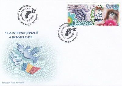 ROMANIA 2009 LP 1847 ZIUA INTERNATIONALA A NONVIOLENTEI FDC foto