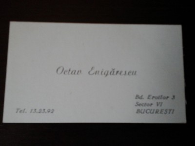 Carte de vizita Octav Enigărescu, cu dedicatie si semnatura foto