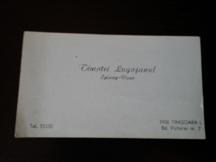 Carte de vizita Timotei Lugojanul, cu dedicatie