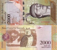 VENEZUELA 2.000 bolivares 18 august 2016 UNC!!! foto