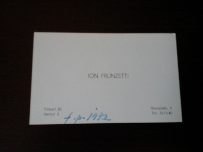 Carte de vizita Ion Frunzetti, 1972