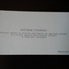 Carte de vizita Nicolae Călinoiu, cu dedicatie