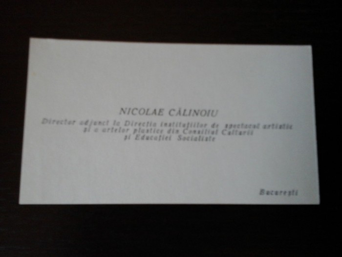 Carte de vizita Nicolae Călinoiu, cu dedicatie