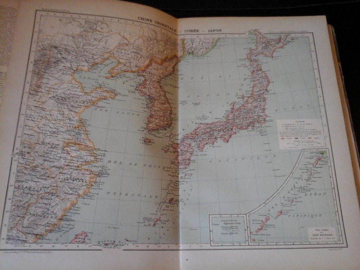 Harta color 37/46 cm -China, Coreea, Jap 45 - Atlas de Geogr. Moderne,Paris,1901