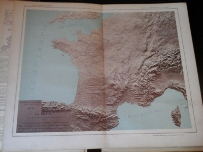 Harta color 37/46 cm - La France 9 -Atlas de Geographie Moderne, Paris, 1901 foto