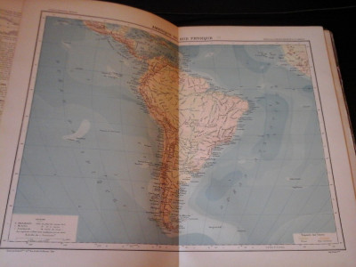 Harta color 37/46 cm - America Sud 61 - Atlas de Geographie Moderne, Paris, 1901 foto