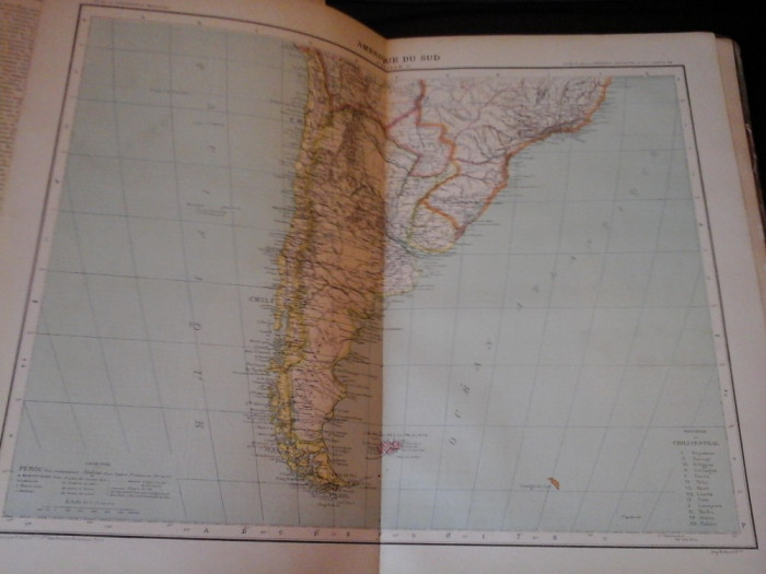 Harta color 37/46 cm - America Sud (S) 64 - Atlas de Geogr. Moderne, Paris, 1901