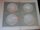 Harta color 37/46 cm -Sphere Terrestre 1-Atlas de Geographie Moderne, Paris,1901