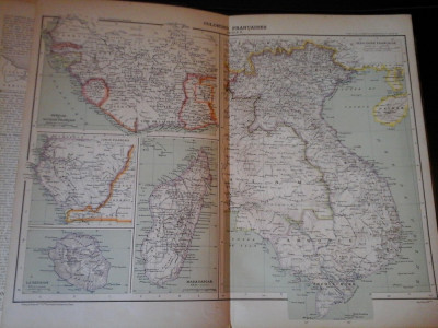 Harta color 37/46 cm - Colonies fr 19 - Atlas de Geographie Moderne, Paris, 1901 foto