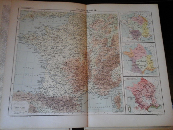 Harta color 37/46 cm - France 10 - Atlas de Geographie Moderne, Paris, 1901