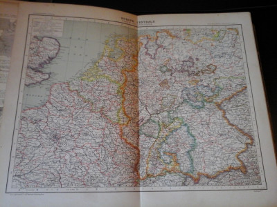 Harta color 37/46 cm - Europe Centr 27 - Atlas de Geographie Moderne, Paris,1901 foto