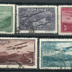 ROMANIA 1931 – VEDERI (POSTA AERIANA), serie stampilata, L188