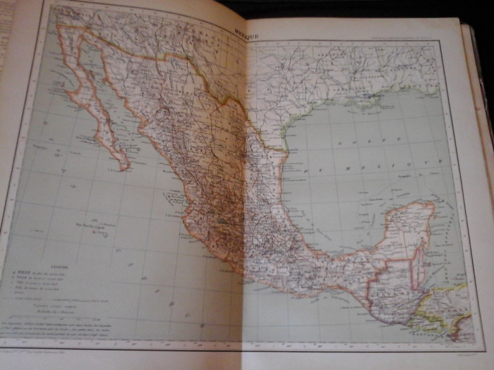 Harta color 37/46 cm - Mexic 59 - Atlas de Geographie Moderne, Paris, 1901
