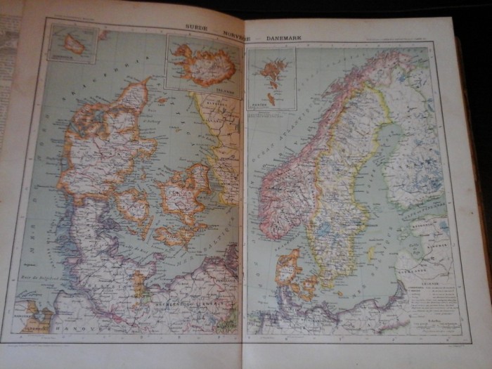 Harta color 37/46 cm - P. Scandinava 32 - Atlas de Geographie Moderne,Paris,1901