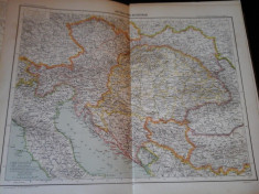 Harta color 37/46 cm -Austro-Ungaria 28 - Atlas de Geographie Moderne,Paris,1901 foto