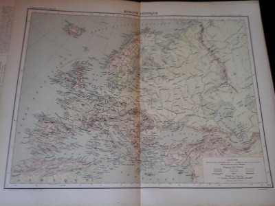 Harta color 37/46 cm - Europe 6 -Atlas de Geographie Moderne, Paris, 1901 foto