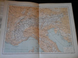 Harta color 37/46 cm - Les Alpes 23 - Atlas de Geographie Moderne, Paris, 1901