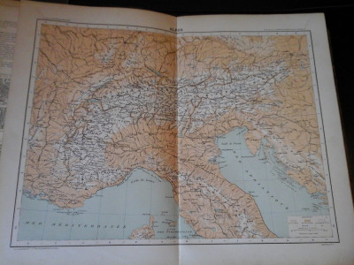 Harta color 37/46 cm - Les Alpes 23 - Atlas de Geographie Moderne, Paris, 1901 foto