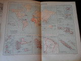 Harta color 37/46 cm - Colonies fr 18 - Atlas de Geographie Moderne, Paris, 1901