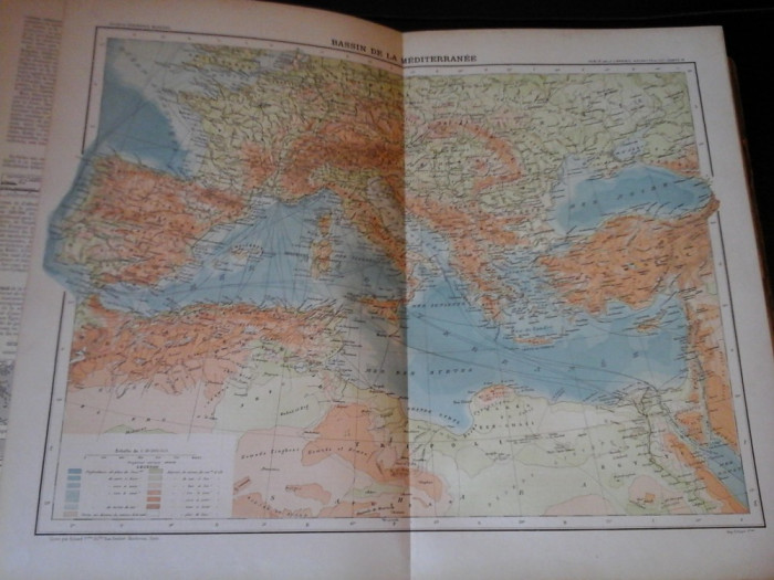 Harta color 37/46 cm - Bazin Medit 31 - Atlas de Geographie Moderne, Paris, 1901