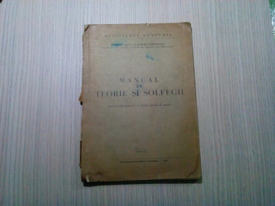 MANUAL DE TEORIE SI SOLFEGII - Jurubita Matei, Zamfir Constantin - 1956, 185 p. foto