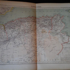 Harta color 37/46 cm -Algeria, Tun 17 -Atlas de Geographie Moderne, Paris, 1901