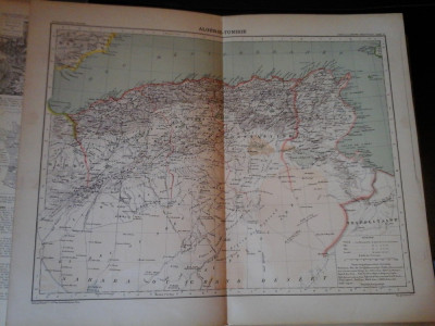 Harta color 37/46 cm -Algeria, Tun 17 -Atlas de Geographie Moderne, Paris, 1901 foto