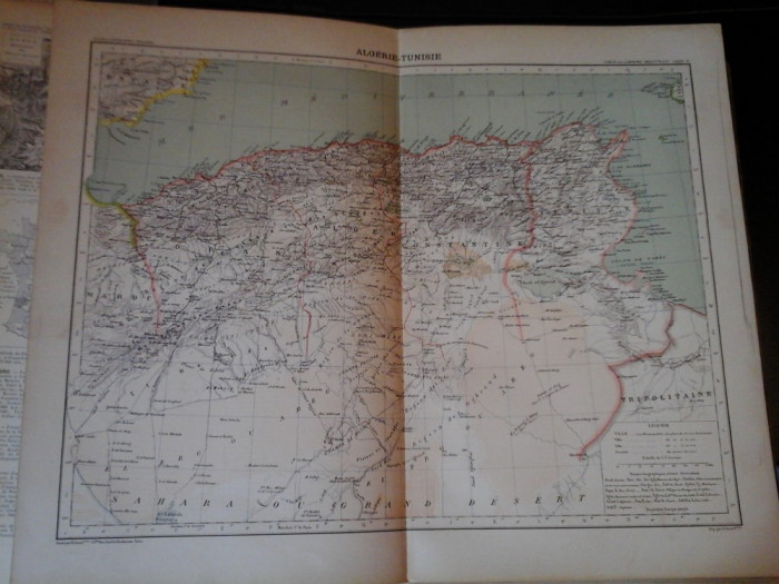 Harta color 37/46 cm -Algeria, Tun 17 -Atlas de Geographie Moderne, Paris, 1901
