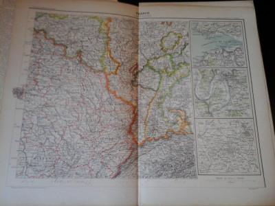 Harta color 37/46 cm - France 14 (N-E) -Atlas de Geographie Moderne, Paris, 1901 foto