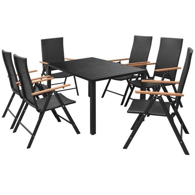 Set mobilier de exterior, 7 piese, poliratan, WPC, aluminiu foto mare Set mobilier de exterior, 7 piese, poliratan, WPC, aluminiu foto mare