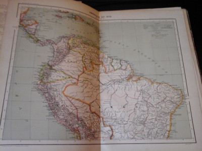 Harta color 37/46 cm - America Sud 63 - Atlas de Geographie Moderne, Paris, 1901 foto