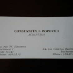 Carte de vizita Constantin I. Popovici, sculptor